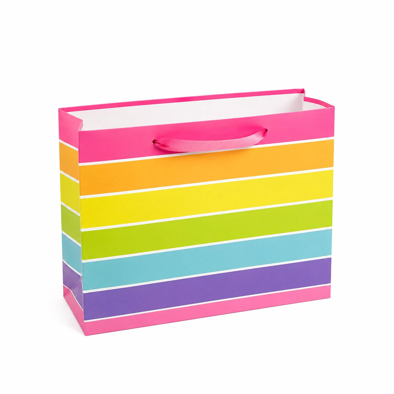 Borsa regalo 32 x 12 x 26 cm in carta multicolore con manici in nastro