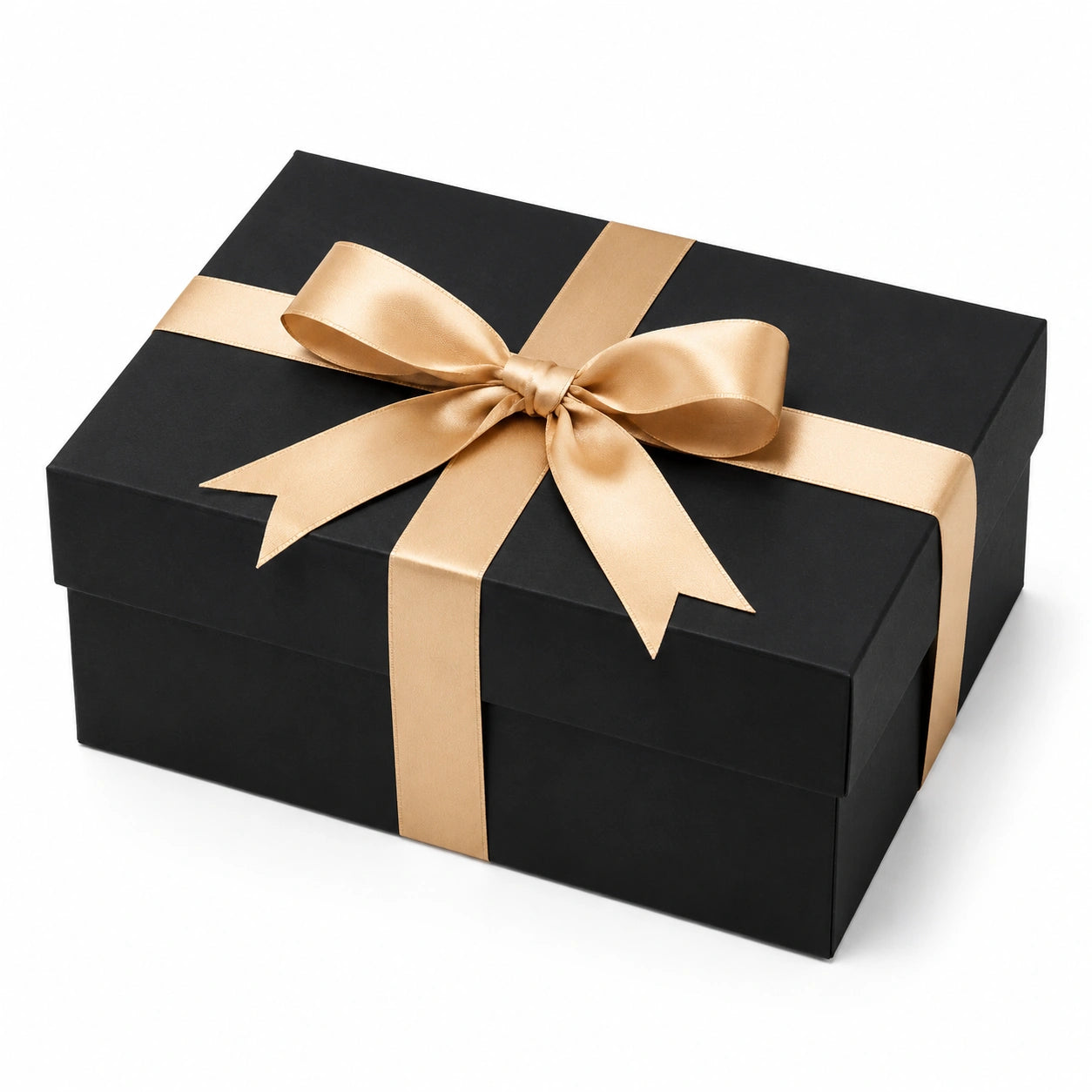 Scatola regalo 30 x 20 x 10 cm in cartone nero con nastro dorato - chiusura con coperchio stile elegante