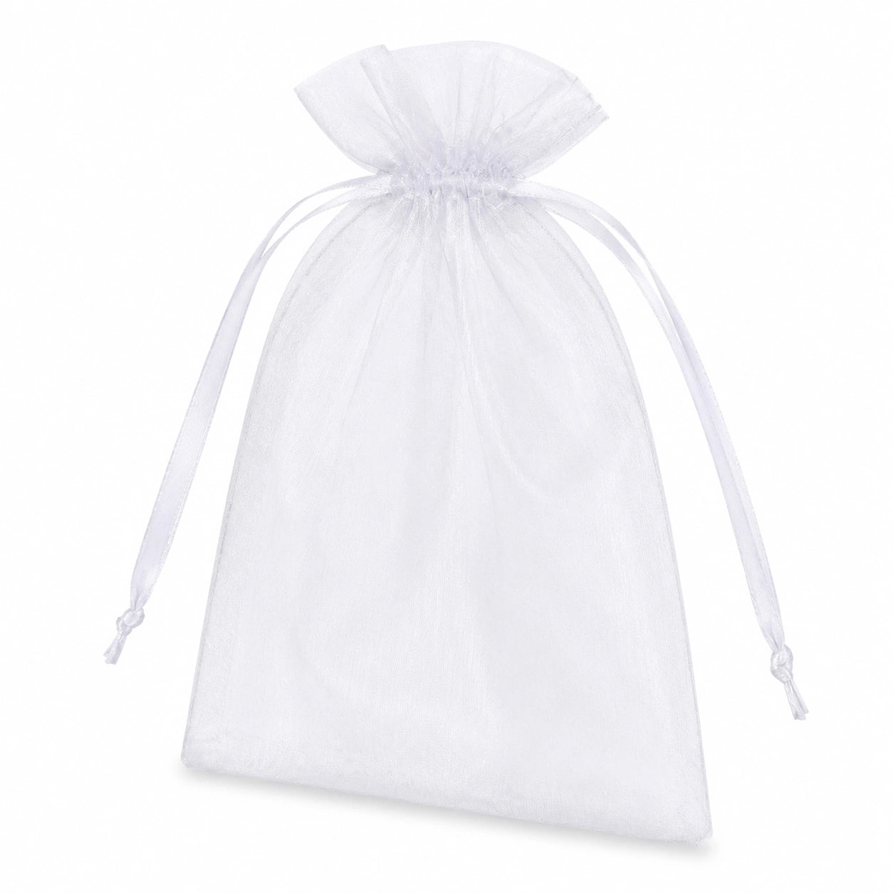 Sacchetto regalo 15 x 20 cm in organza bianca con chiusura a coulisse