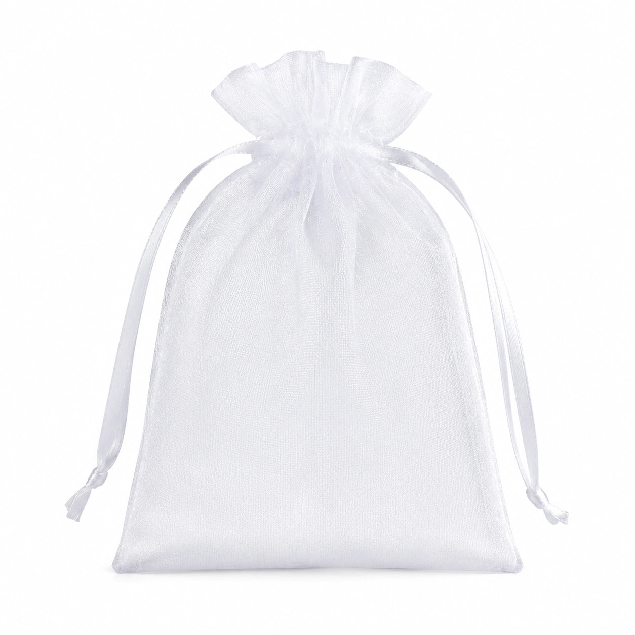 Sacchetto regalo 10 x 15 cm in organza bianco con coulisse