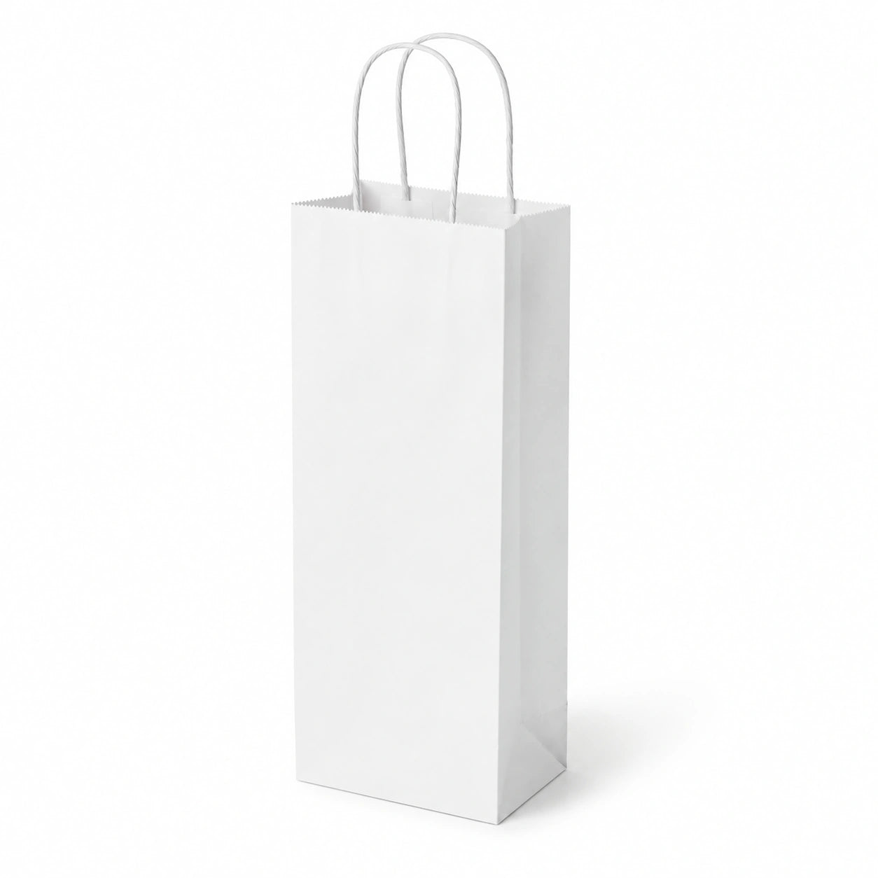 Sacchetto regalo in carta 12 x 9 x 35 cm bianco con manici ritorti per bottiglie