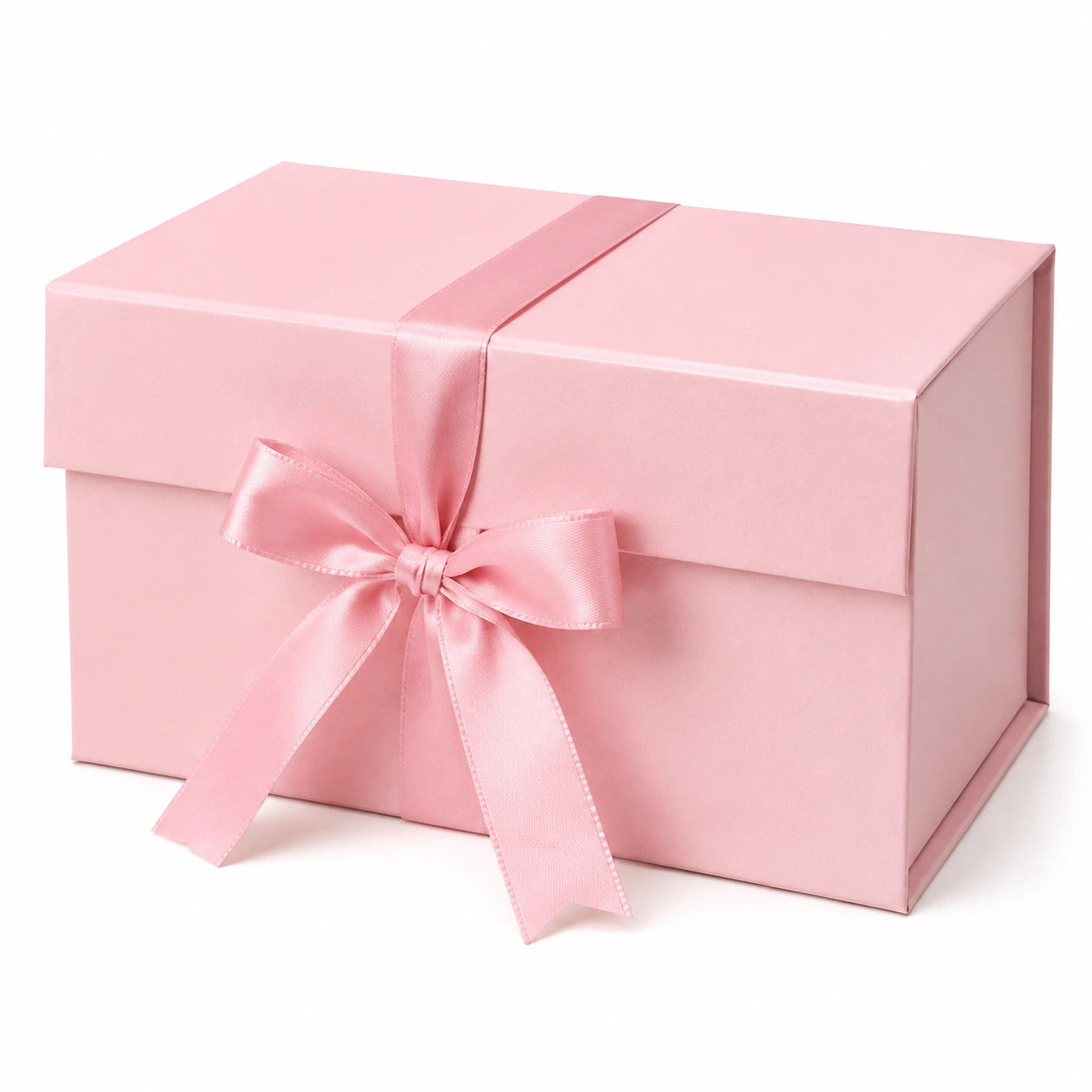 Scatola regalo 25 x 20 x 15 cm in cartone rosa con nastro decorativo e coperchio
